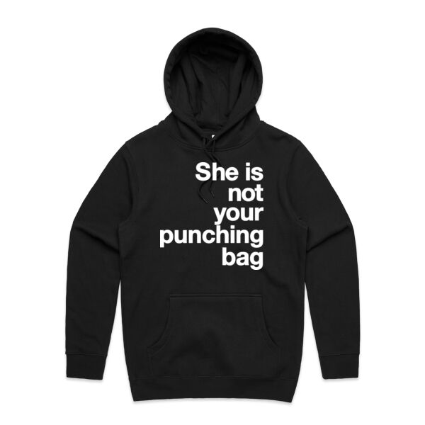 She is not your punching bag - Mens Stencil Hoodie Thumbnail